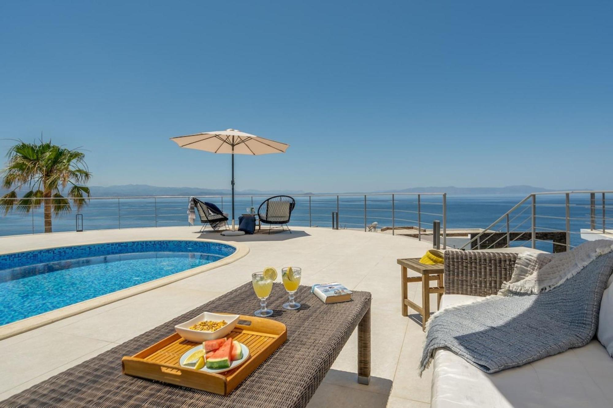 Villa Hemera Ocean View Private Heated Pool Chorafakia Buitenkant foto