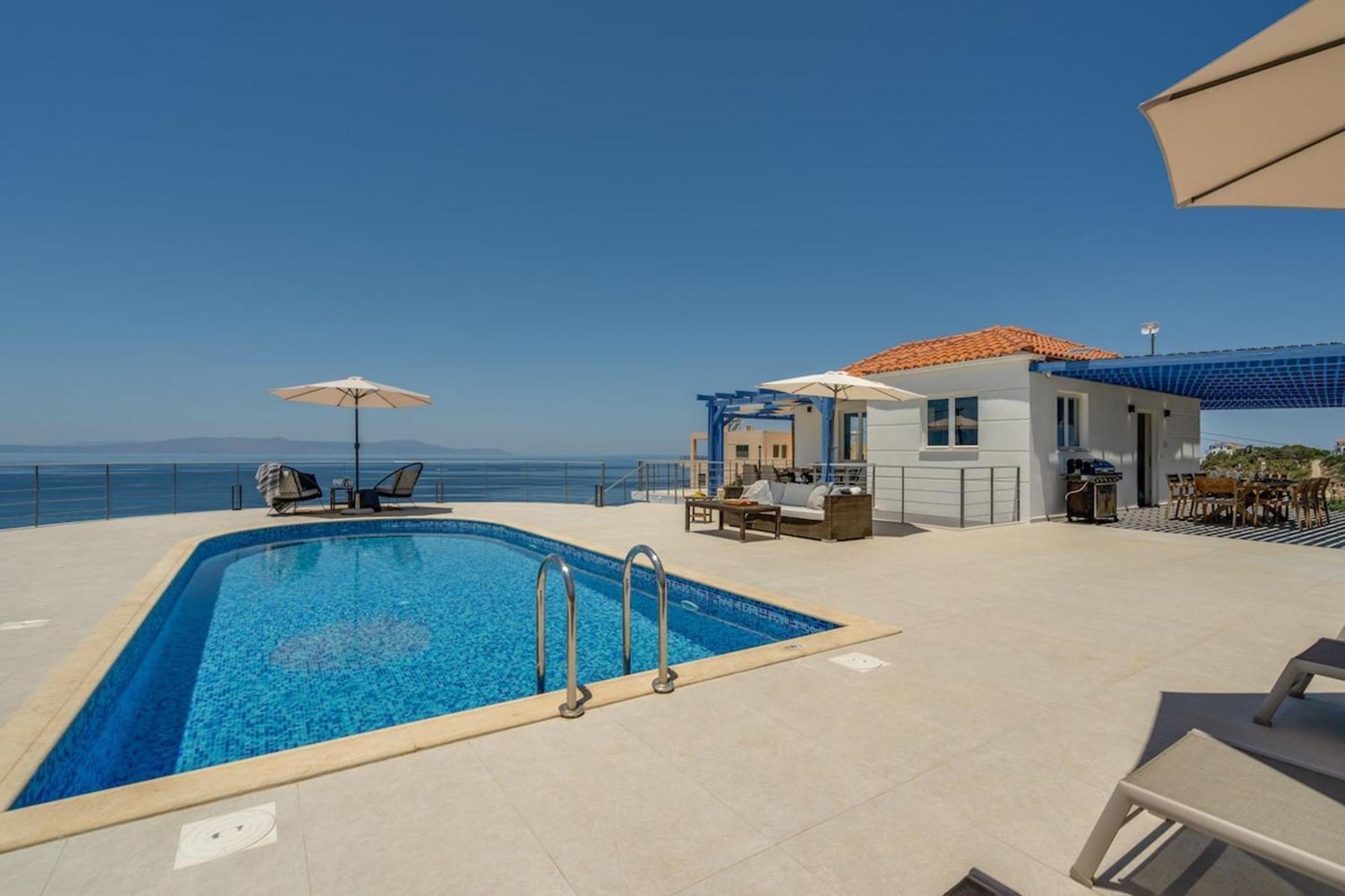 Villa Hemera Ocean View Private Heated Pool Chorafakia Buitenkant foto
