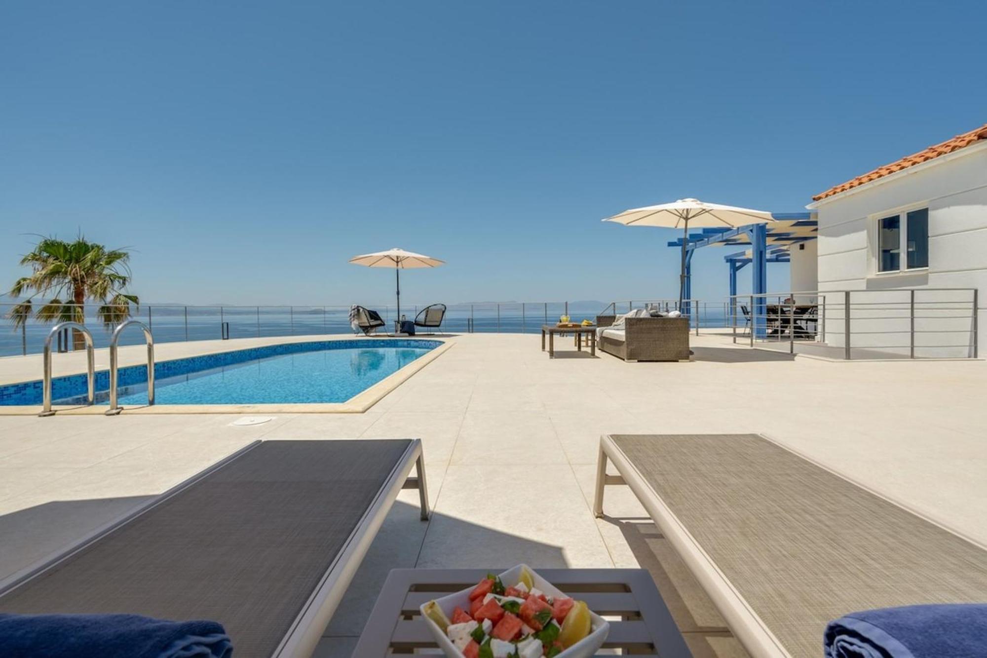 Villa Hemera Ocean View Private Heated Pool Chorafakia Buitenkant foto