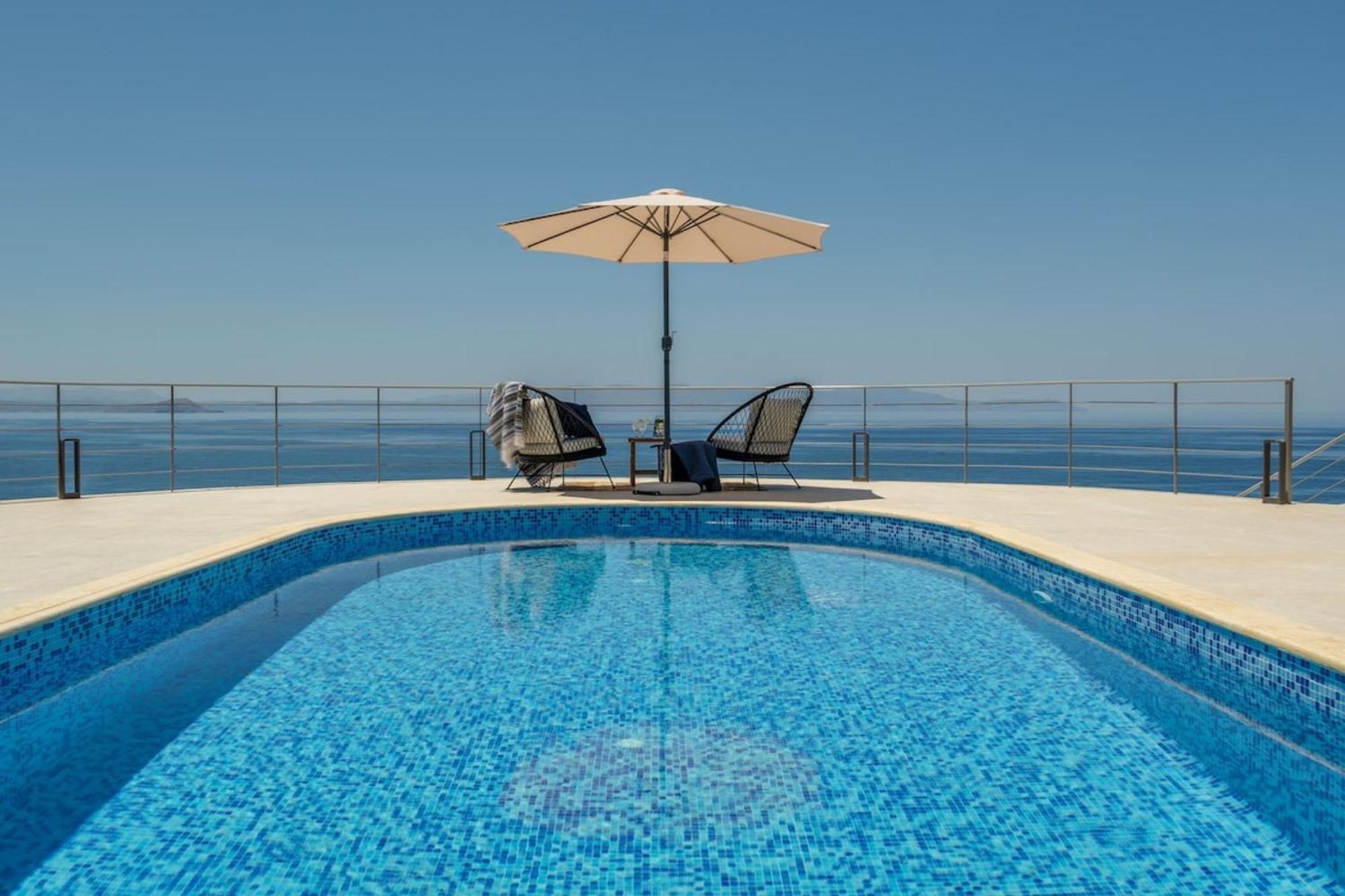 Villa Hemera Ocean View Private Heated Pool Chorafakia Buitenkant foto